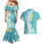 Hawaii Aloha Couples Matching Mermaid Dress and Hawaiian Shirt Plumeria Vintage - Turquoise LT7 - Polynesian Pride