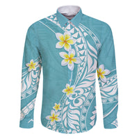 Hawaii Aloha Family Matching Puletasi Dress and Hawaiian Shirt Plumeria Vintage - Turquoise LT7 Dad's Shirt - Long Sleeve Turquoise - Polynesian Pride