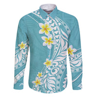 Hawaii Aloha Family Matching Short Sleeve Bodycon Dress and Hawaiian Shirt Plumeria Vintage - Turquoise LT7 Dad's Shirt - Long Sleeve Turquoise - Polynesian Pride