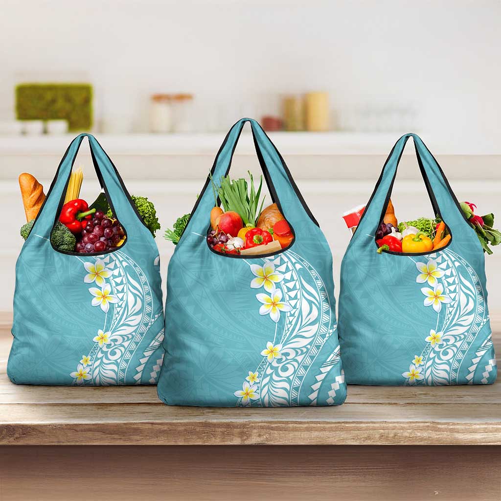 Hawaii Aloha Grocery Bag Plumeria Vintage - Turquoise