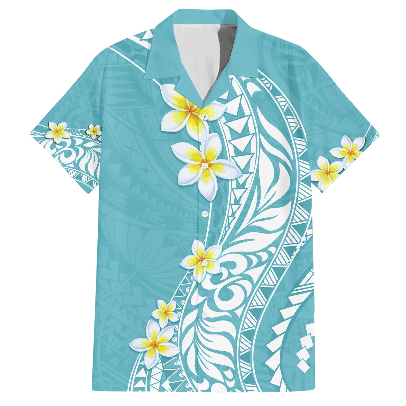Hawaii Aloha Hawaiian Shirt Plumeria Vintage - Turquoise LT7 Turquoise - Polynesian Pride