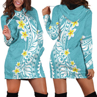 Hawaii Aloha Hoodie Dress Plumeria Vintage - Turquoise LT7 - Polynesian Pride