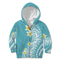Hawaii Aloha Kid Hoodie Plumeria Vintage - Turquoise LT7 Zip Hoodie Turquoise - Polynesian Pride