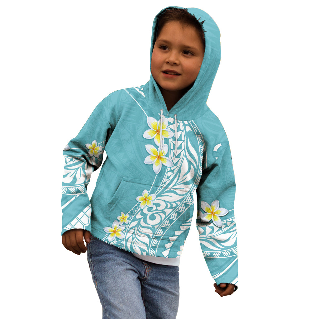 Hawaii Aloha Kid Hoodie Plumeria Vintage - Turquoise LT7 - Polynesian Pride