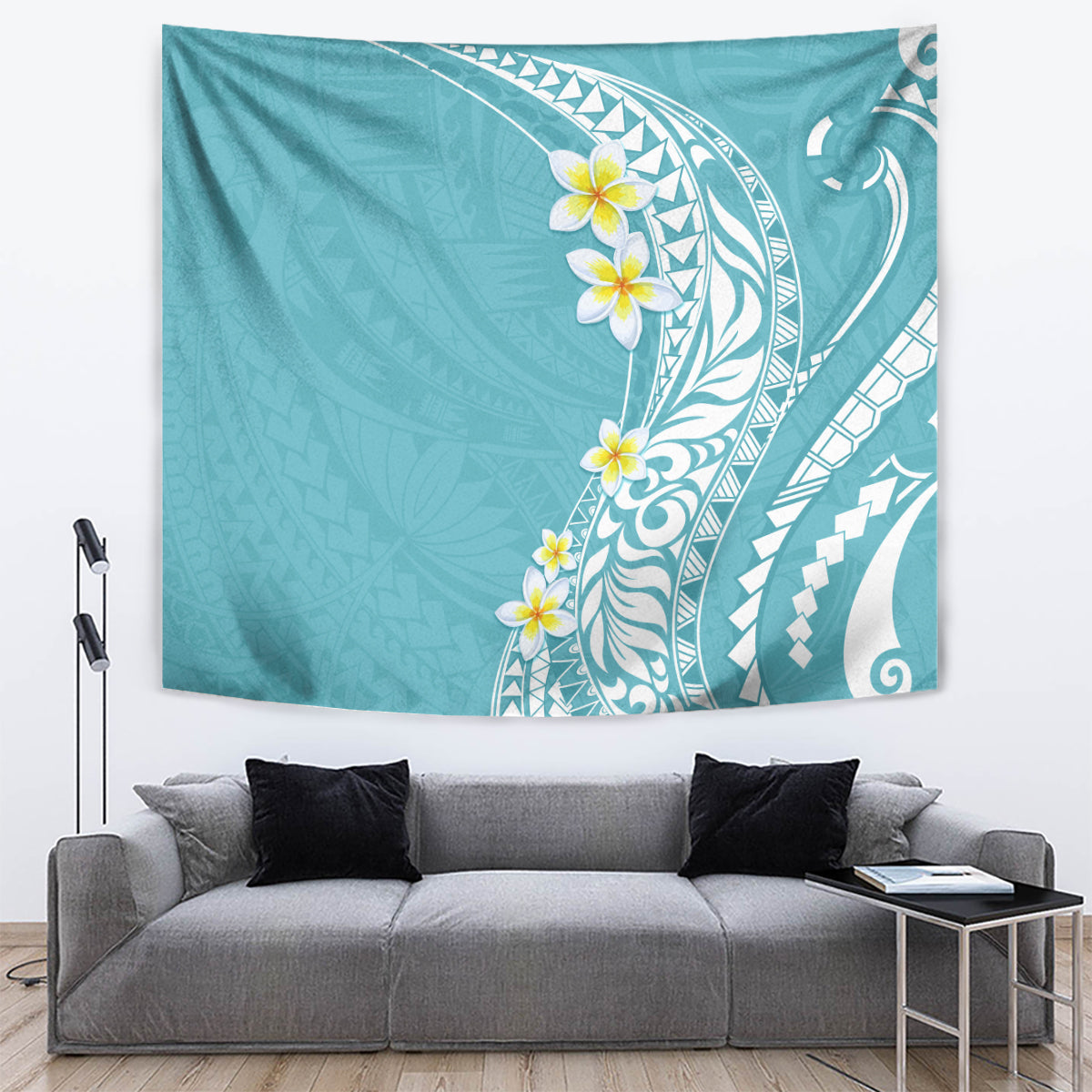 Hawaii Aloha Tapestry Plumeria Vintage - Turquoise LT7 - Polynesian Pride