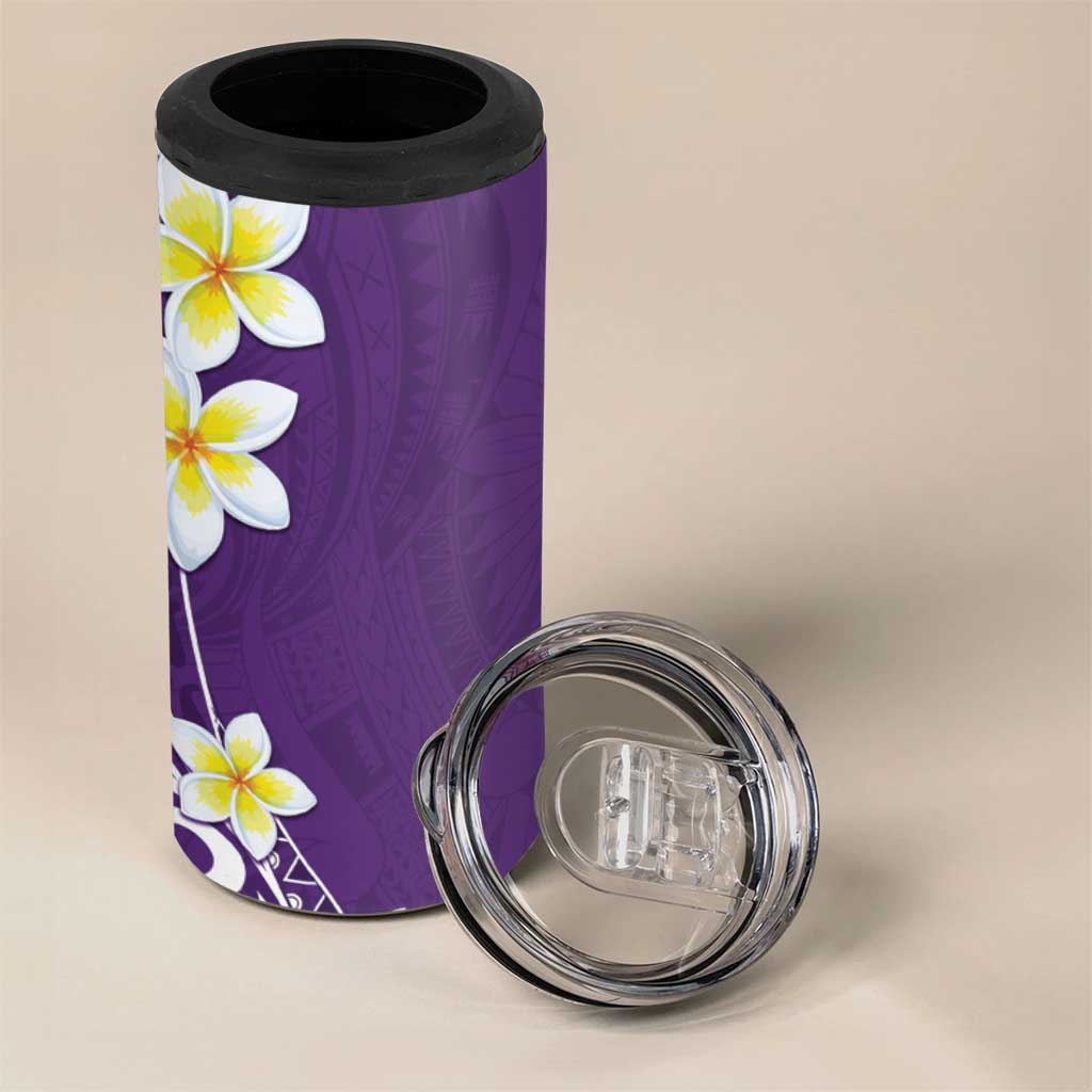 Hawaii Aloha 4 in 1 Can Cooler Tumbler Plumeria Vintage - Violet