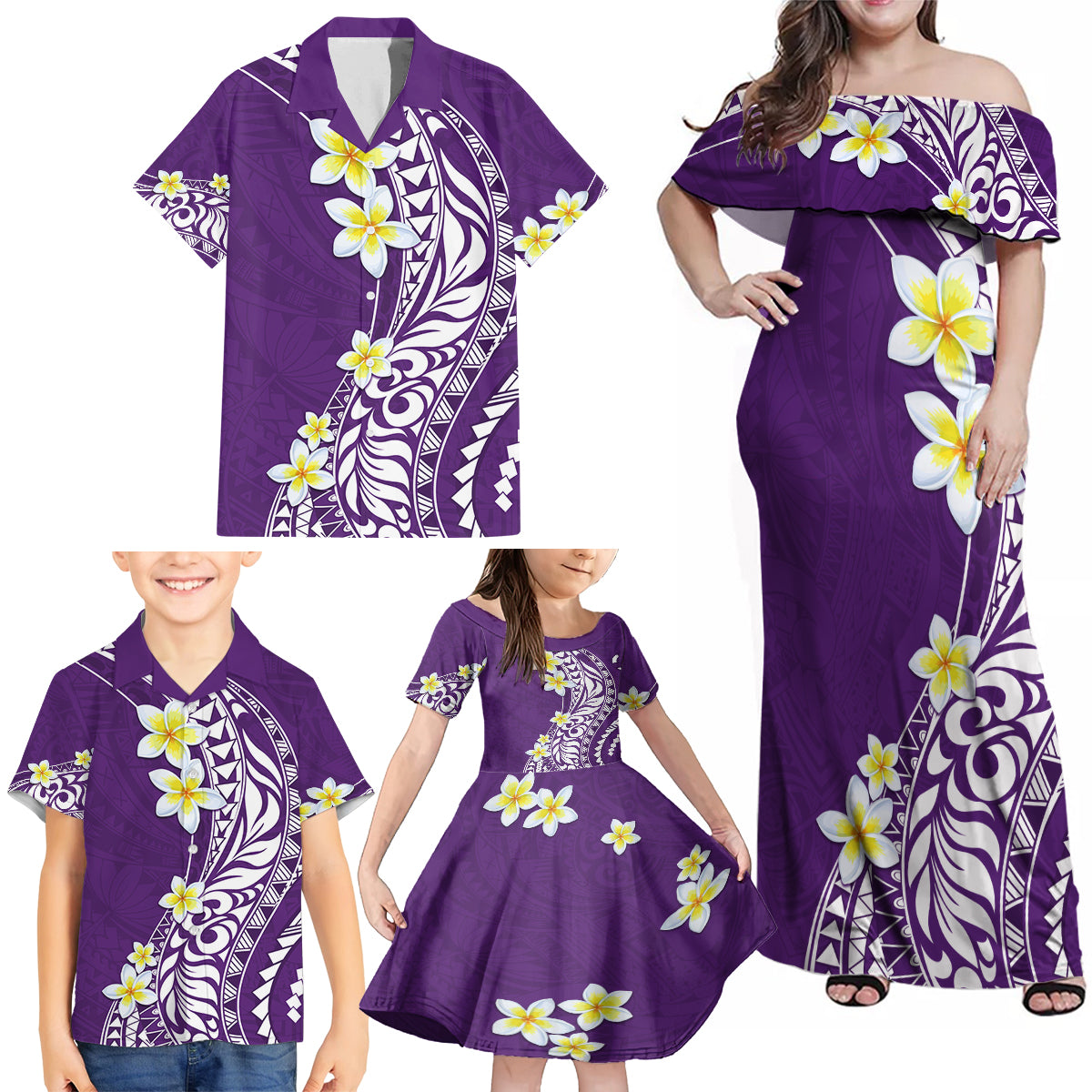 Hawaii Aloha Family Matching Off Shoulder Maxi Dress and