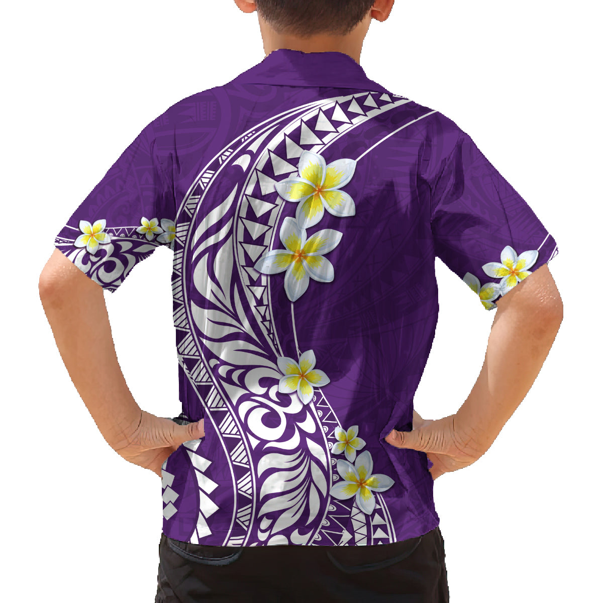 Hawaii Aloha Family Matching Puletasi Dress and Hawaiian Shirt Plumeria Vintage - Violet LT7 - Polynesian Pride