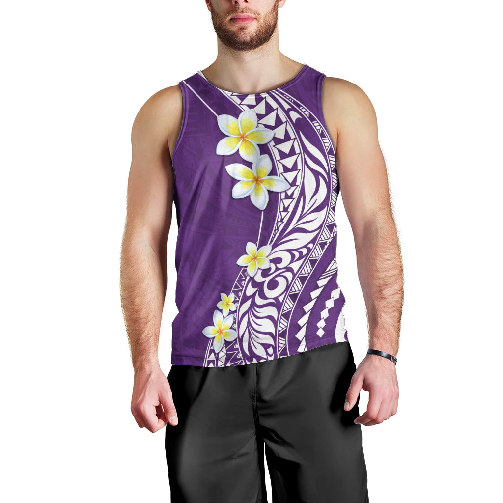 Hawaii Aloha Men Tank Top Plumeria Vintage - Violet LT7 - Polynesian Pride