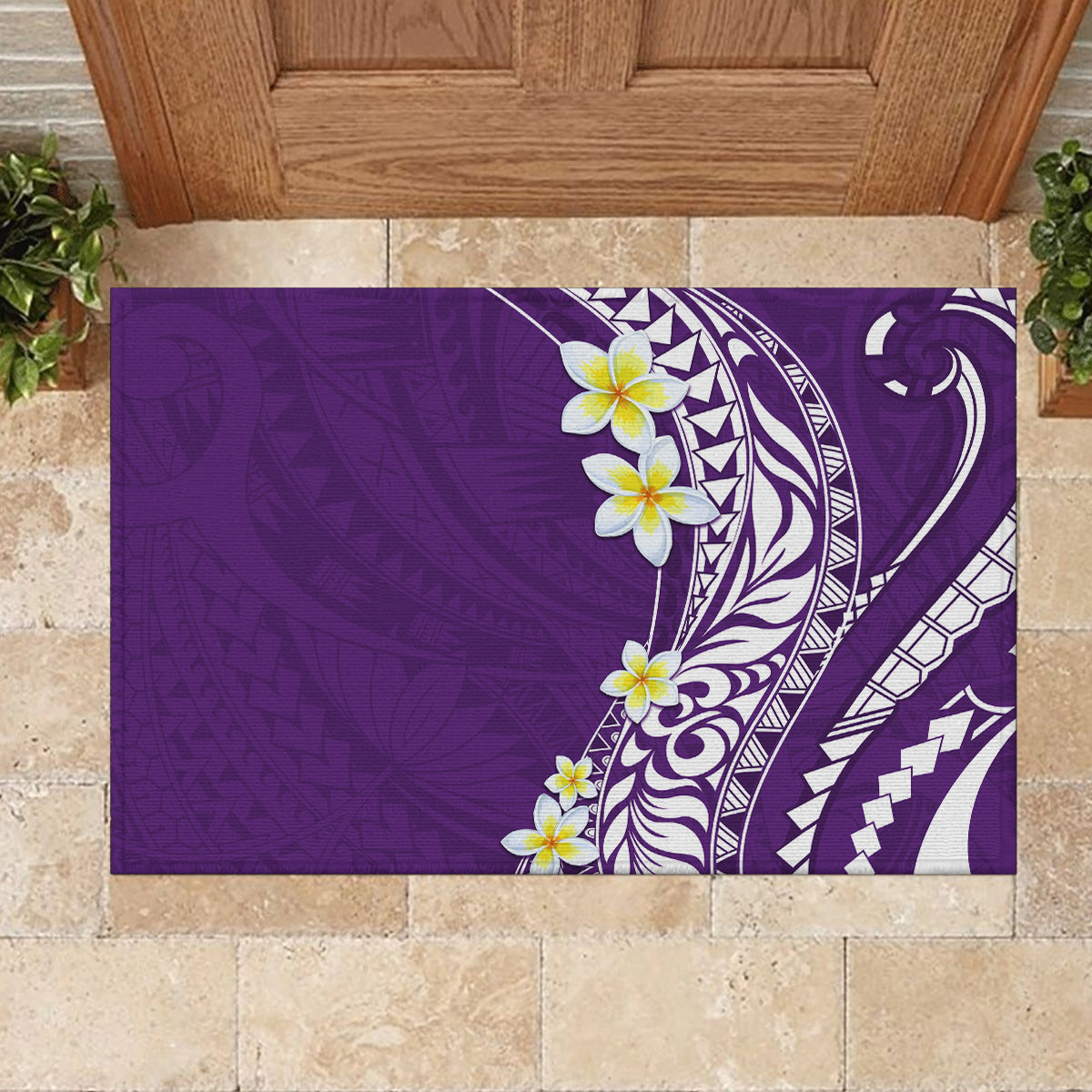 Hawaii Aloha Rubber Doormat Plumeria Vintage - Violet LT7 - Polynesian Pride