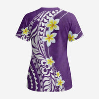 Hawaii Aloha Scrub Top Plumeria Vintage - Violet - Polynesian Pride