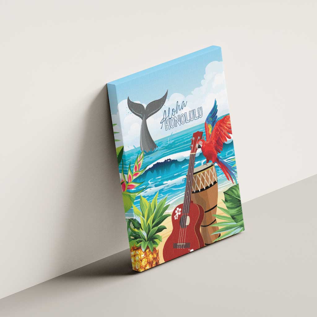 Aloha Honolulu Festival Canvas Wall Art Ukulele By The Shore