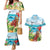 Aloha Honolulu Festival Couples Matching Mermaid Dress and Hawaiian Shirt Ukulele By The Shore