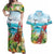 Aloha Honolulu Festival Couples Matching Off Shoulder Maxi Dress and Hawaiian Shirt Ukulele By The Shore