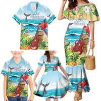 Aloha Honolulu Festival Family Matching Mermaid Dress and Hawaiian Shirt Ukulele By The Shore