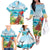 Aloha Honolulu Festival Family Matching Off The Shoulder Long Sleeve Dress and Hawaiian Shirt Ukulele By The Shore