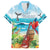 Aloha Honolulu Festival Family Matching Off The Shoulder Long Sleeve Dress and Hawaiian Shirt Ukulele By The Shore