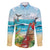 Aloha Honolulu Festival Family Matching Off Shoulder Maxi Dress and Hawaiian Shirt Ukulele By The Shore