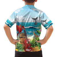 Aloha Honolulu Festival Family Matching Short Sleeve Bodycon Dress and Hawaiian Shirt Ukulele By The Shore