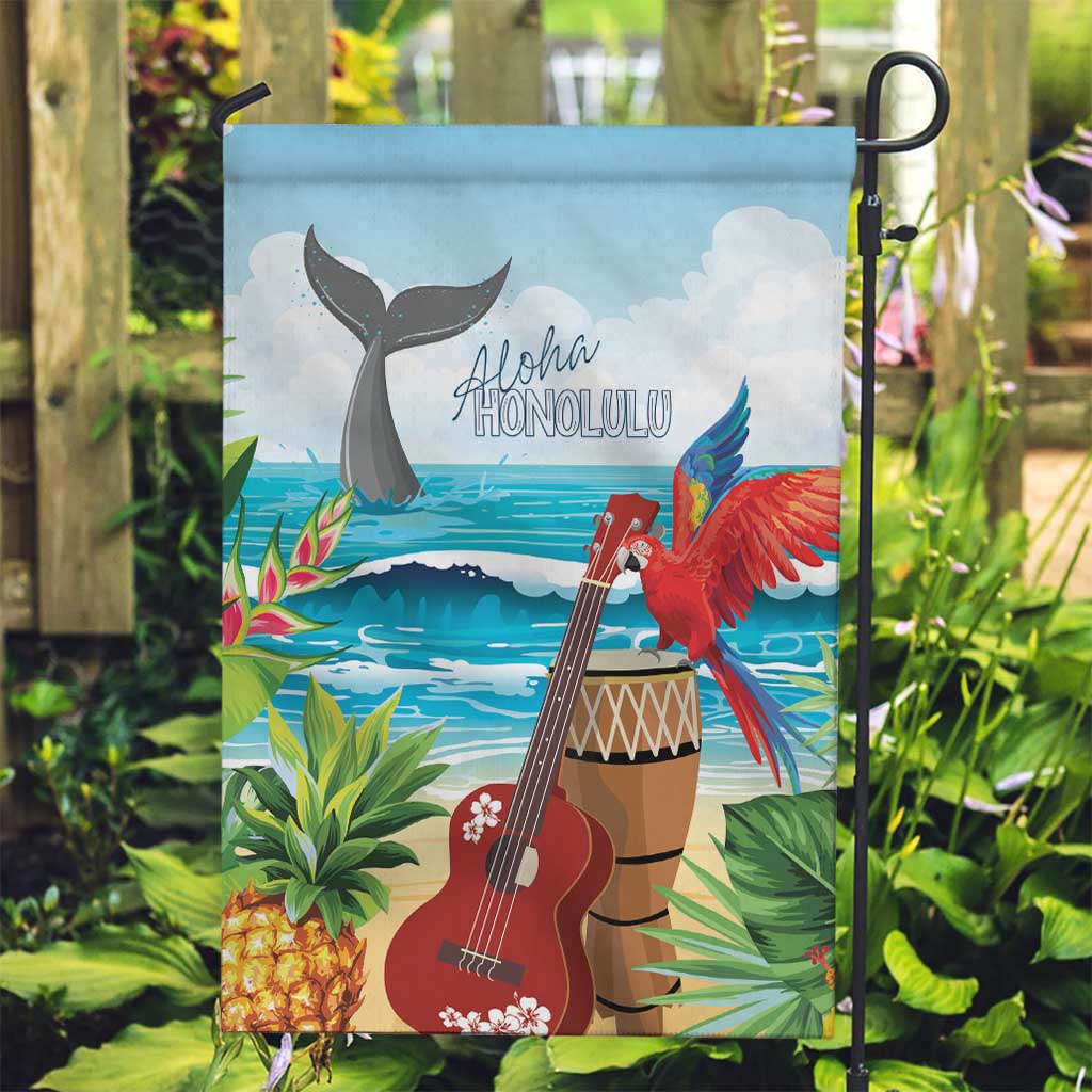 Aloha Honolulu Festival Garden Flag Ukulele By The Shore