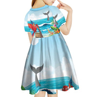 Aloha Honolulu Festival Kid Short Sleeve Dress Ukulele By The Shore