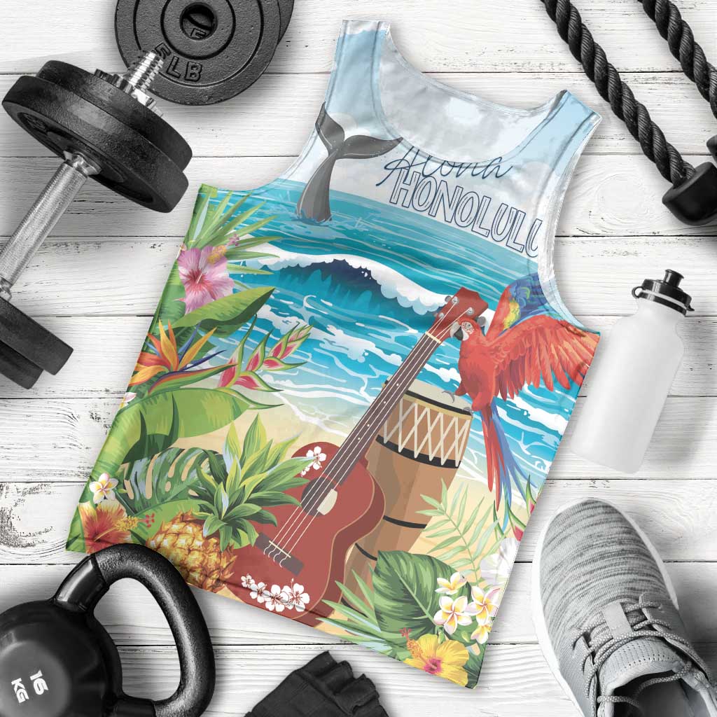 Aloha Honolulu Festival Men Tank Top Ukulele By The Shore
