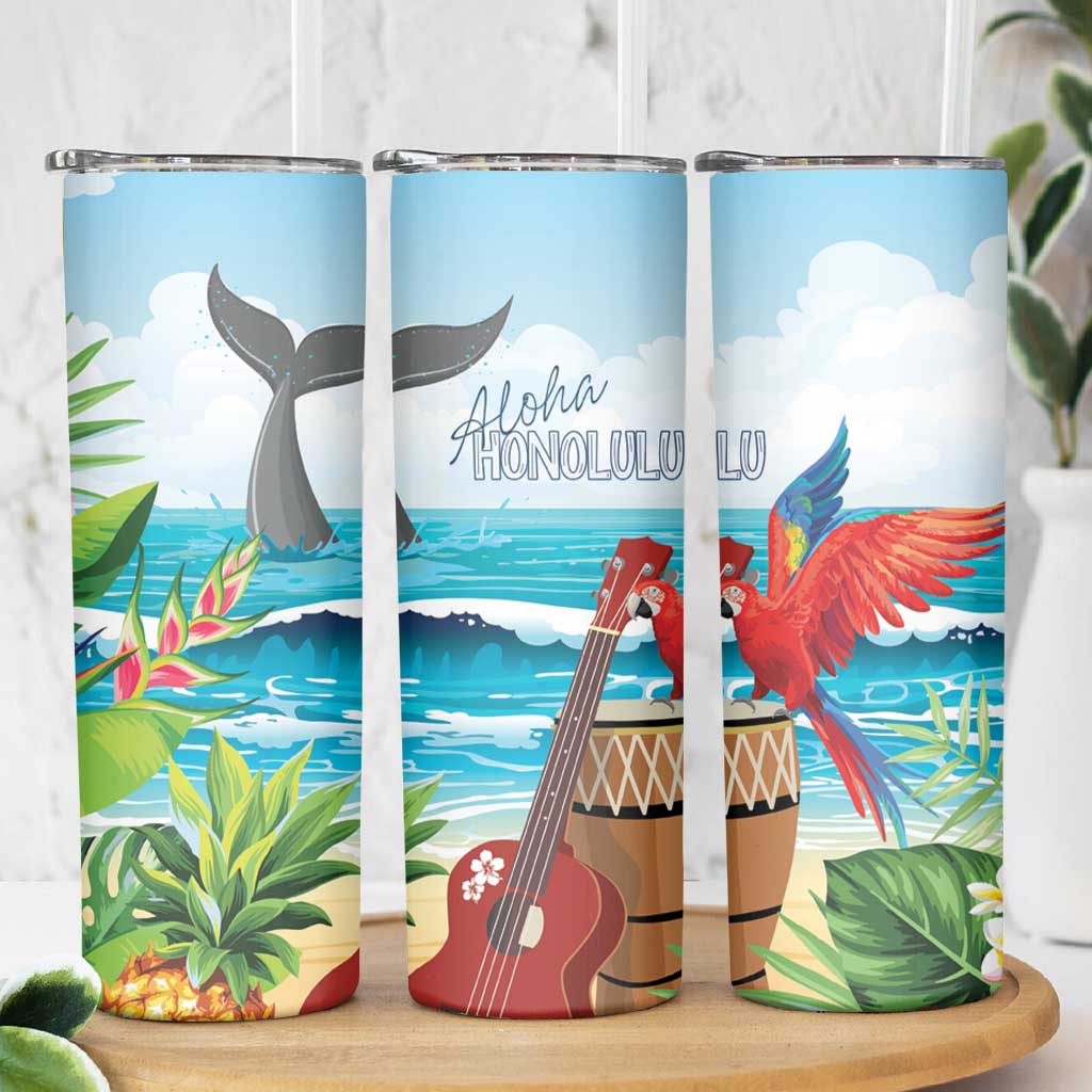 Aloha Honolulu Festival Skinny Tumbler Ukulele By The Shore