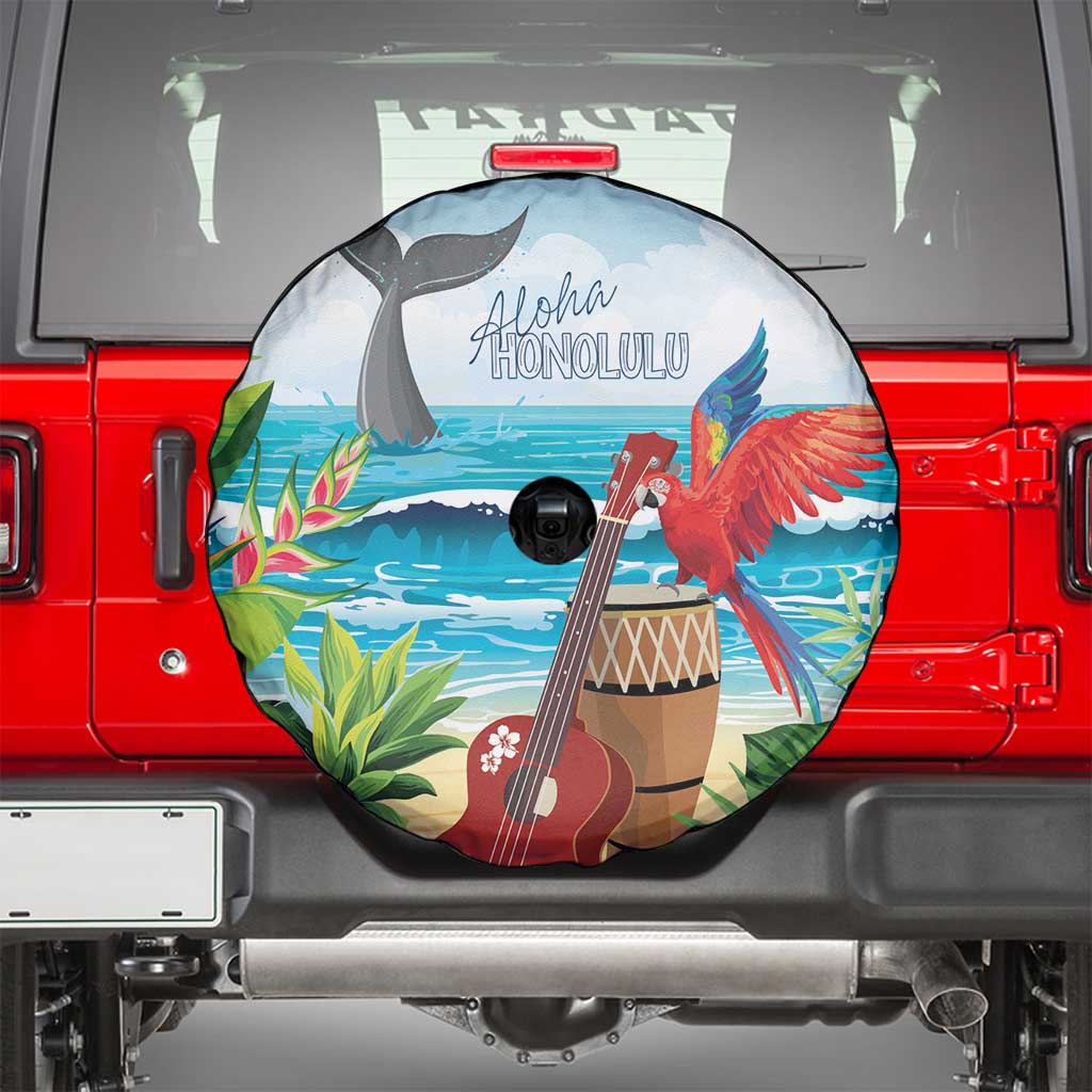 Aloha Honolulu Festival Spare Tire Cover Ukulele By The Shore