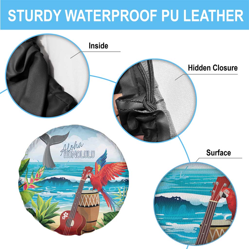 Aloha Honolulu Festival Spare Tire Cover Ukulele By The Shore