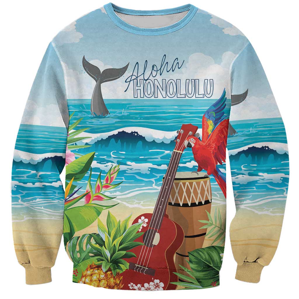 Aloha Honolulu Festival Sweatshirt Ukulele By The Shore