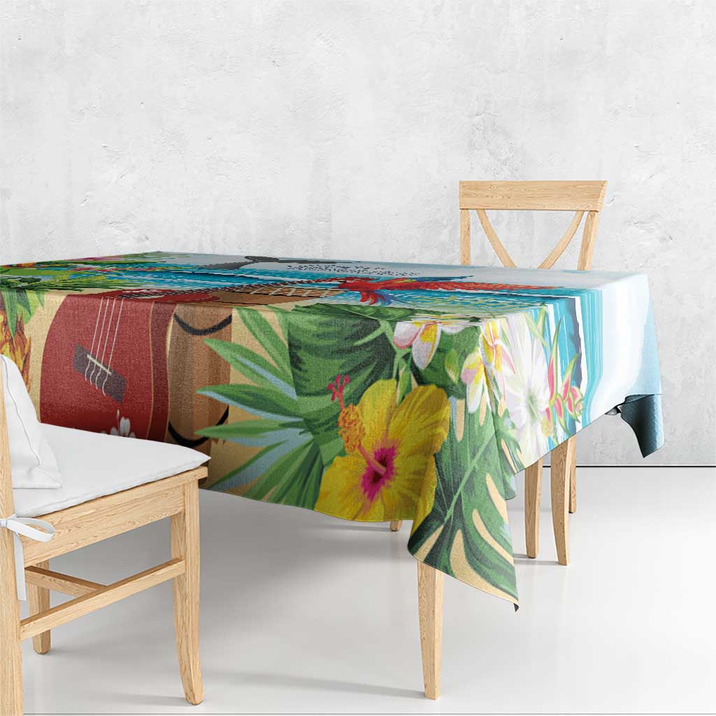 Aloha Honolulu Festival Tablecloth Ukulele By The Shore