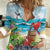 Aloha Honolulu Festival Women Casual Shirt Ukulele By The Shore