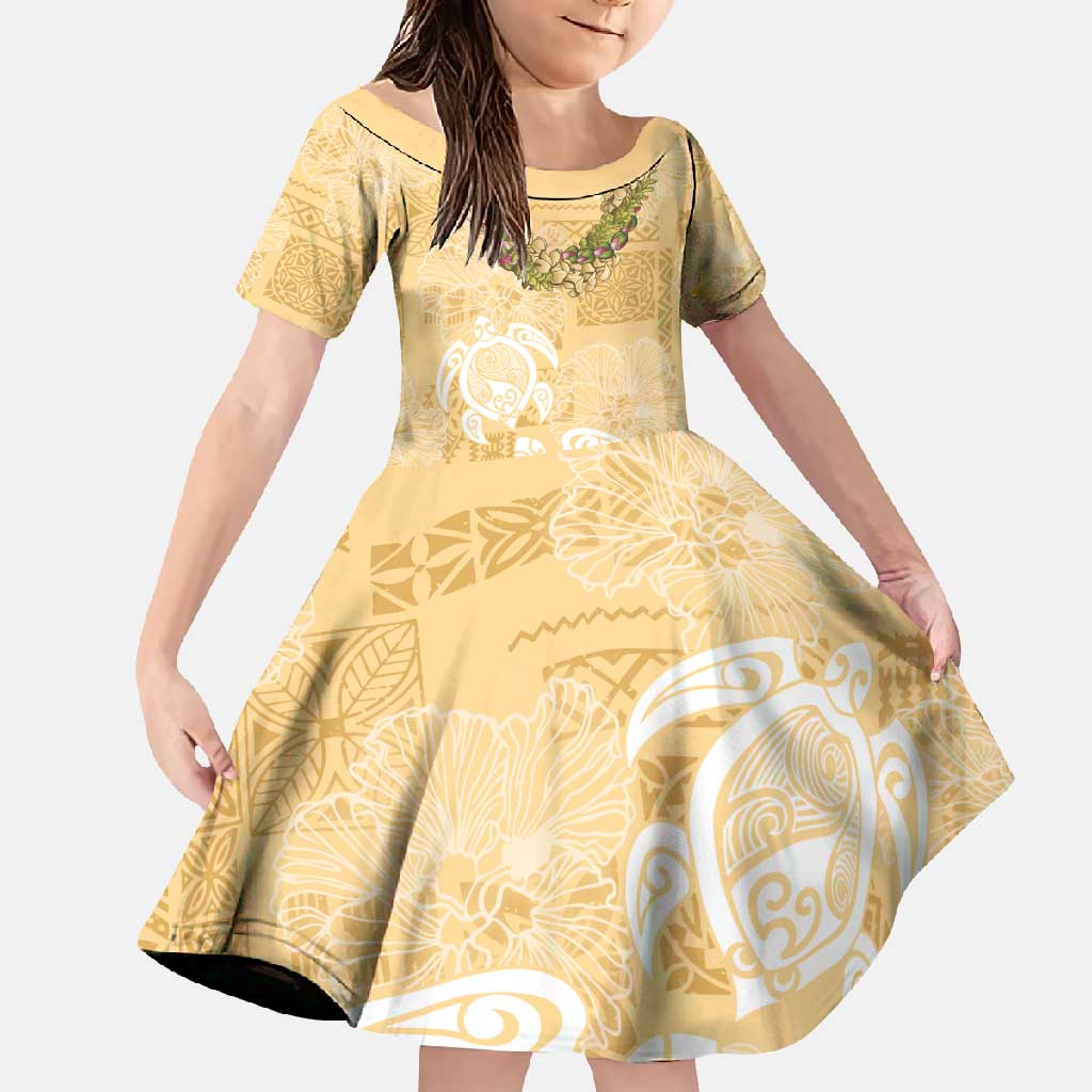 Aloha Honolulu Festival Family Matching Mermaid Dress and Hawaiian Shirt Hawaii Kapa Mix Flowers Lei