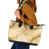 Aloha Honolulu Festival Leather Tote Bag Hawaii Kapa Mix Flowers Lei LT7 Yellow - Polynesian Pride