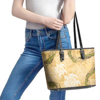 Aloha Honolulu Festival Leather Tote Bag Hawaii Kapa Mix Flowers Lei LT7 - Polynesian Pride
