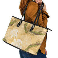 Aloha Honolulu Festival Leather Tote Bag Hawaii Kapa Mix Flowers Lei LT7 - Polynesian Pride