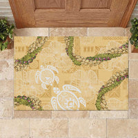 Aloha Honolulu Festival Rubber Doormat Hawaii Kapa Mix Flowers Lei LT7 Yellow - Polynesian Pride