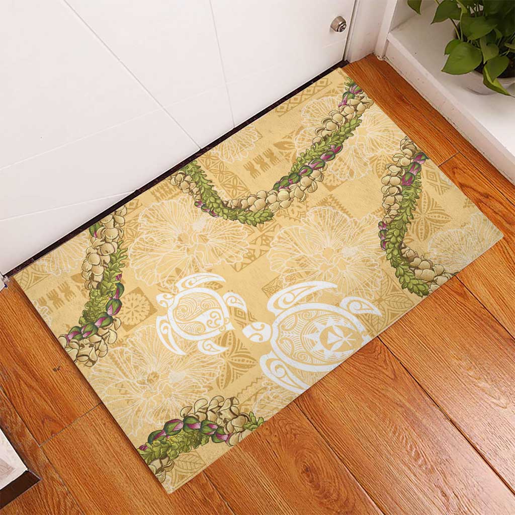 Aloha Honolulu Festival Rubber Doormat Hawaii Kapa Mix Flowers Lei LT7 - Polynesian Pride