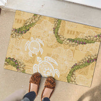 Aloha Honolulu Festival Rubber Doormat Hawaii Kapa Mix Flowers Lei LT7 - Polynesian Pride