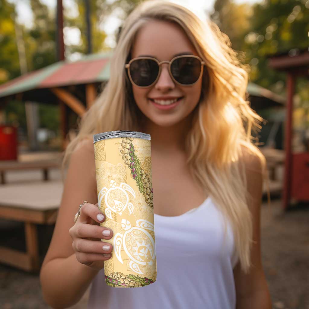 Aloha Honolulu Festival Skinny Tumbler Hawaii Kapa Mix Flowers Lei