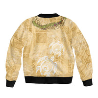 Aloha Honolulu Festival Sleeve Zip Bomber Jacket Hawaii Kapa Mix Flowers Lei LT7 - Polynesian Pride