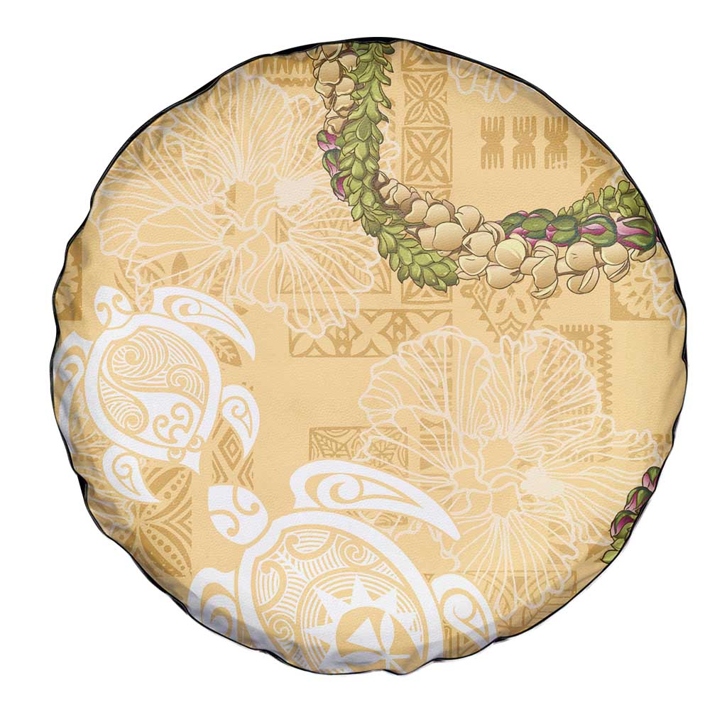 Aloha Honolulu Festival Spare Tire Cover Hawaii Kapa Mix Flowers Lei