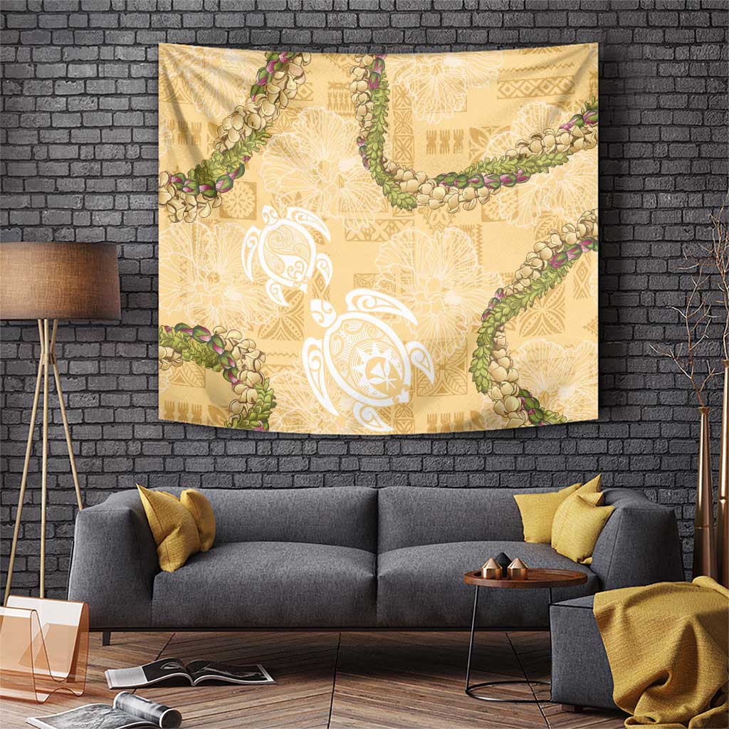 Aloha Honolulu Festival Tapestry Hawaii Kapa Mix Flowers Lei LT7 Yellow - Polynesian Pride