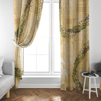 Aloha Honolulu Festival Window Curtain Hawaii Kapa Mix Flowers Lei