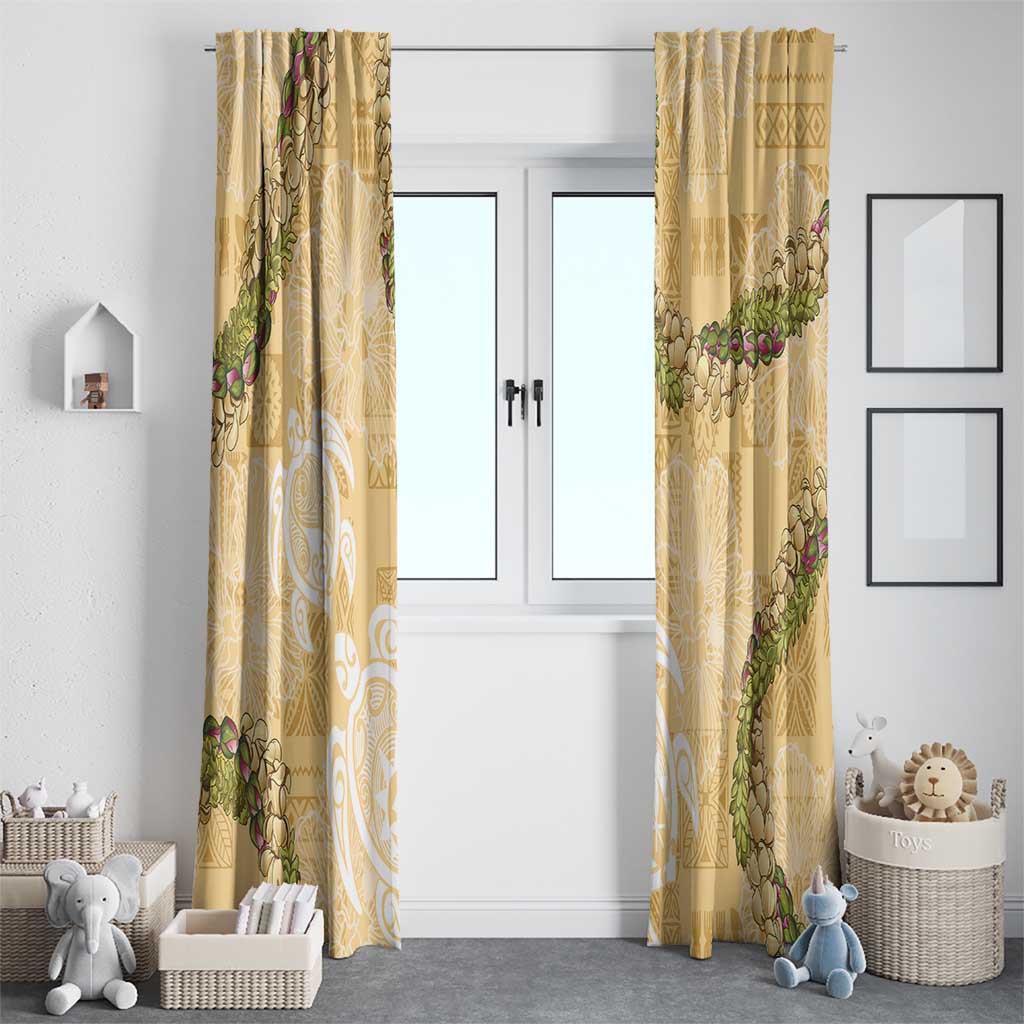 Aloha Honolulu Festival Window Curtain Hawaii Kapa Mix Flowers Lei