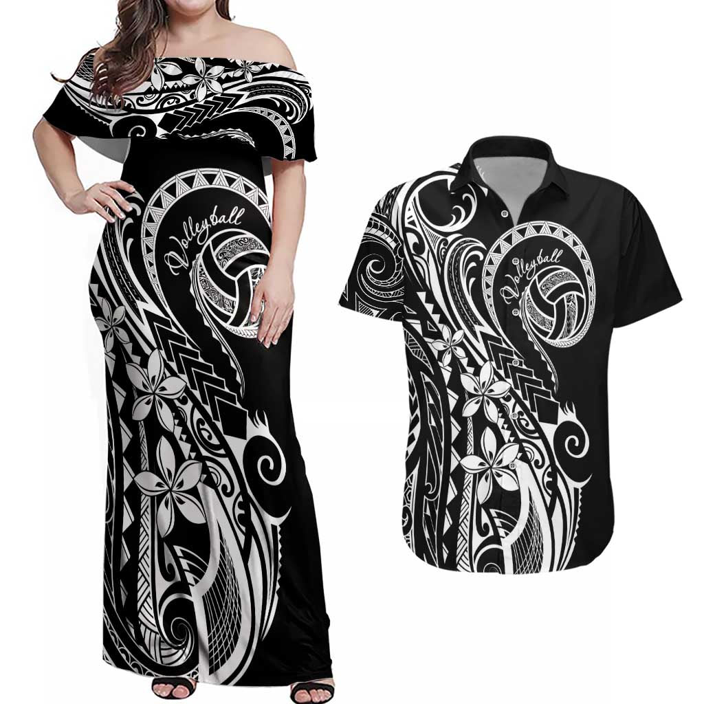 Polynesia Beach Volleyball Personalized Couples Matching Off Shoulder Maxi Dress and Hawaiian Shirt Basic