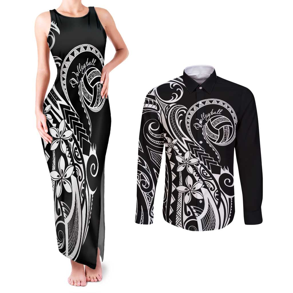 Polynesia Beach Volleyball Personalized Couples Matching Tank Maxi Dress and Long Sleeve Button Shirt Basic LT7 Black - Polynesian Pride