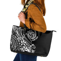 Polynesia Beach Volleyball Personalized Leather Tote Bag Basic