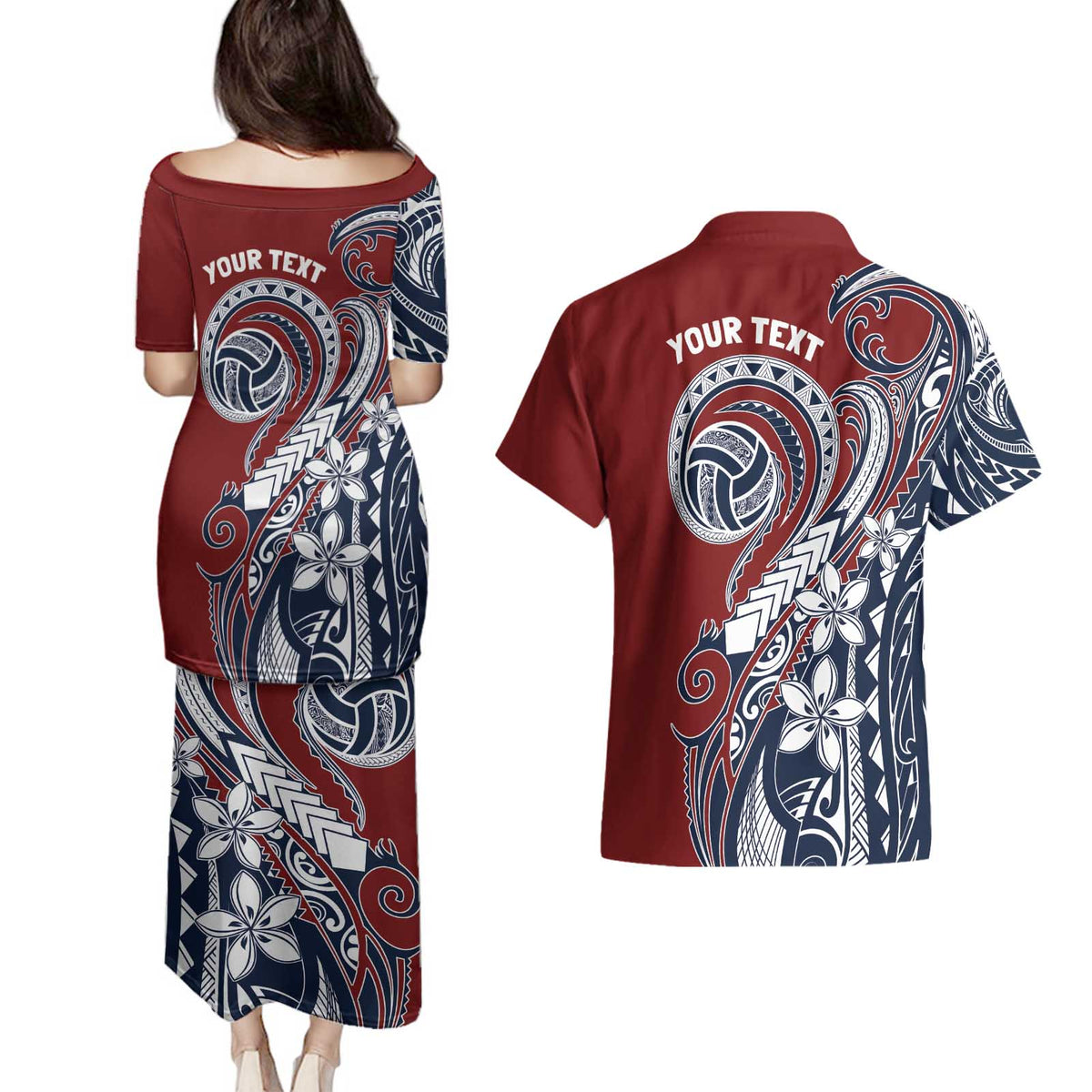 Polynesia Beach Volleyball Personalized Couples Matching Puletasi and Hawaiian Shirt Special LT7 - Polynesian Pride