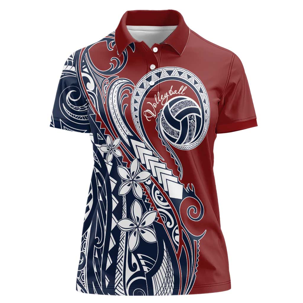 Polynesia Beach Volleyball Personalized Women Polo Shirt Special LT7 Female Red Blue - Polynesian Pride